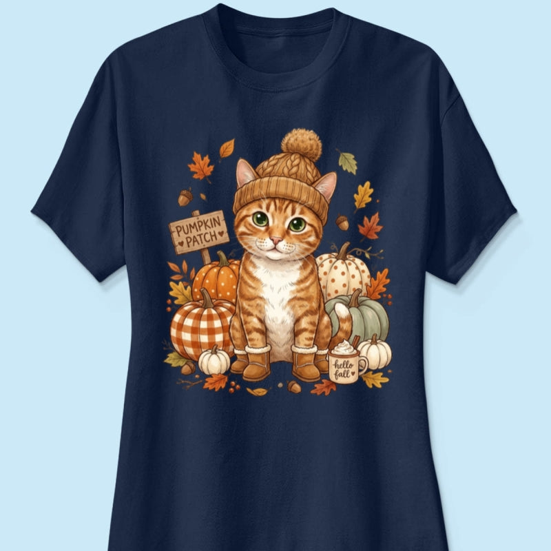 Custom Dog Cat Photo Pumpkin Patch - Personalized Shirt - Trendy Fall Gift for Dog Moms, Cat Moms, Pet Lovers