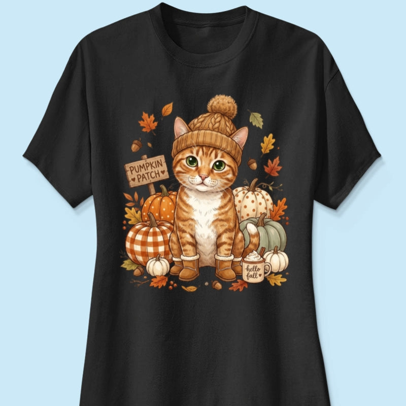 Custom Dog Cat Photo Pumpkin Patch - Personalized Shirt - Trendy Fall Gift for Dog Moms, Cat Moms, Pet Lovers