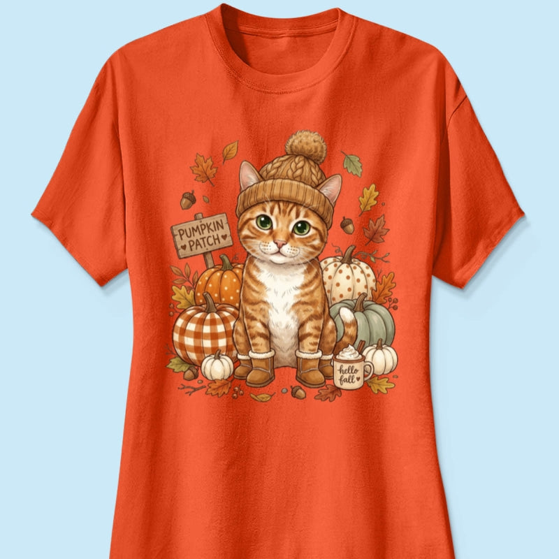 Custom Dog Cat Photo Pumpkin Patch - Personalized Shirt - Trendy Fall Gift for Dog Moms, Cat Moms, Pet Lovers