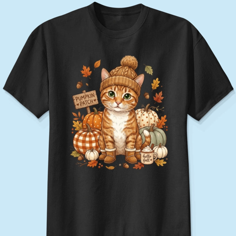 Custom Dog Cat Photo Pumpkin Patch - Personalized Shirt - Trendy Fall Gift for Dog Moms, Cat Moms, Pet Lovers