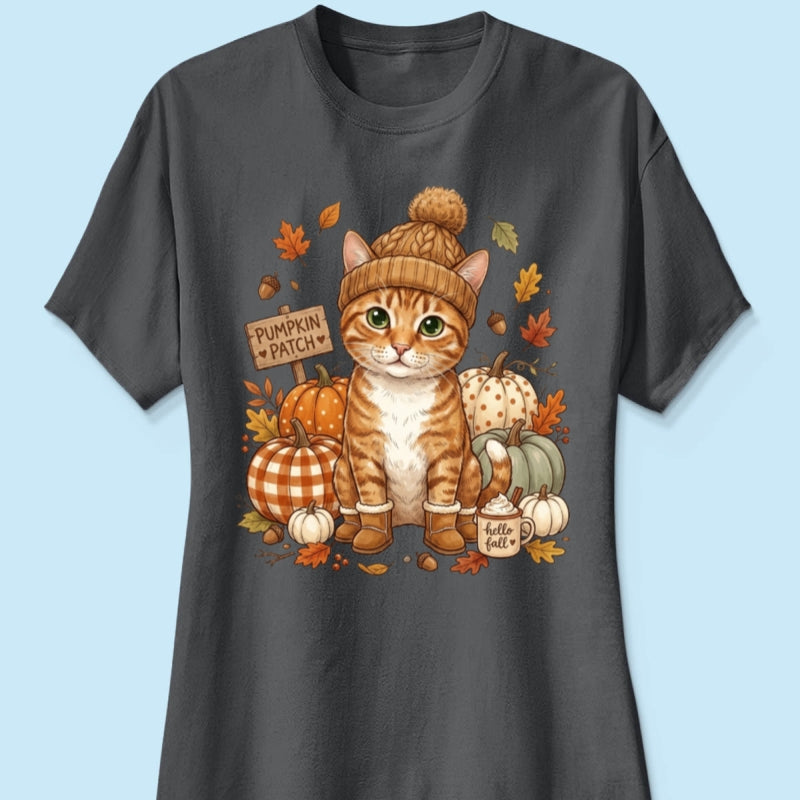 Custom Dog Cat Photo Pumpkin Patch - Personalized Shirt - Trendy Fall Gift for Dog Moms, Cat Moms, Pet Lovers