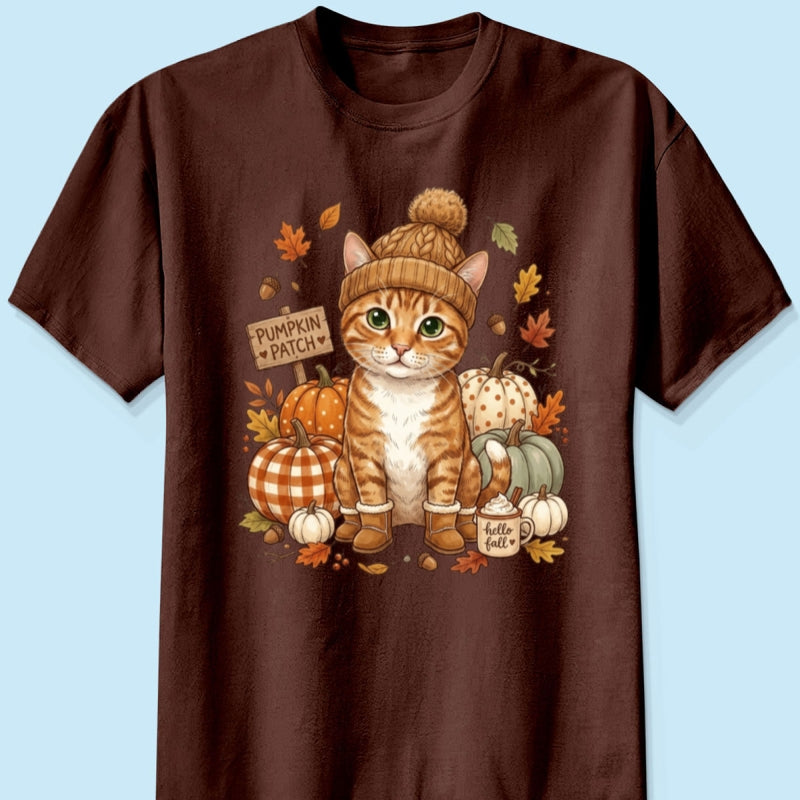 Custom Dog Cat Photo Pumpkin Patch - Personalized Shirt - Trendy Fall Gift for Dog Moms, Cat Moms, Pet Lovers