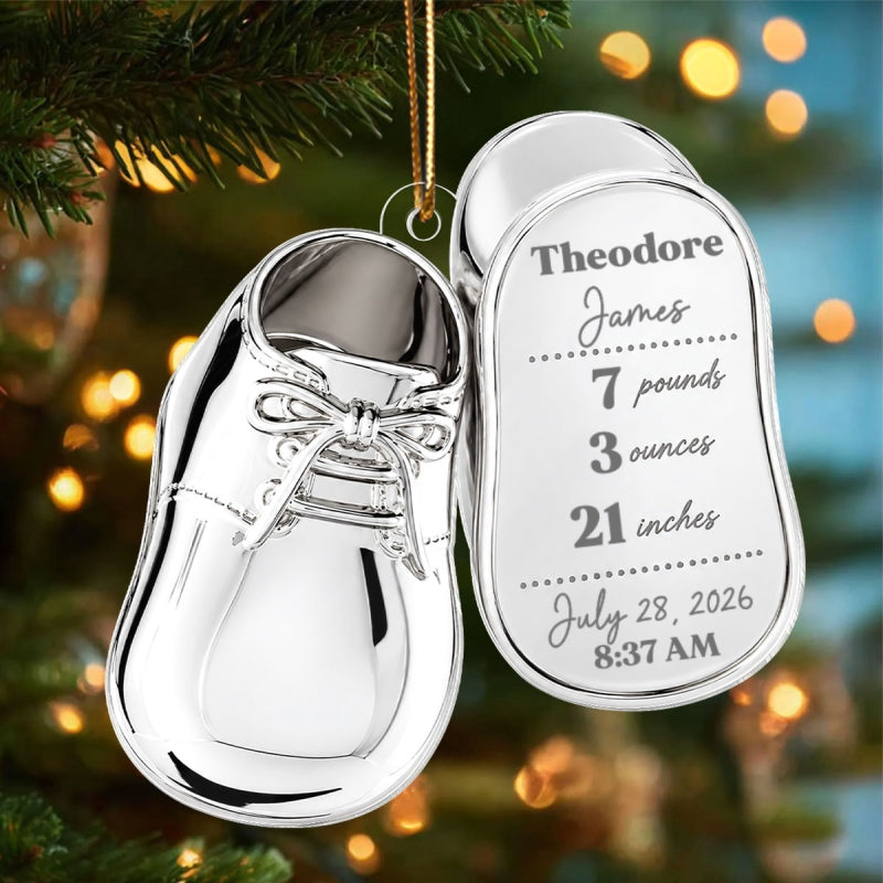 Baby Birth Stats 2D Flat - Personalized Acrylic Ornament - Newborn Christmas Gift for Mom, Dad