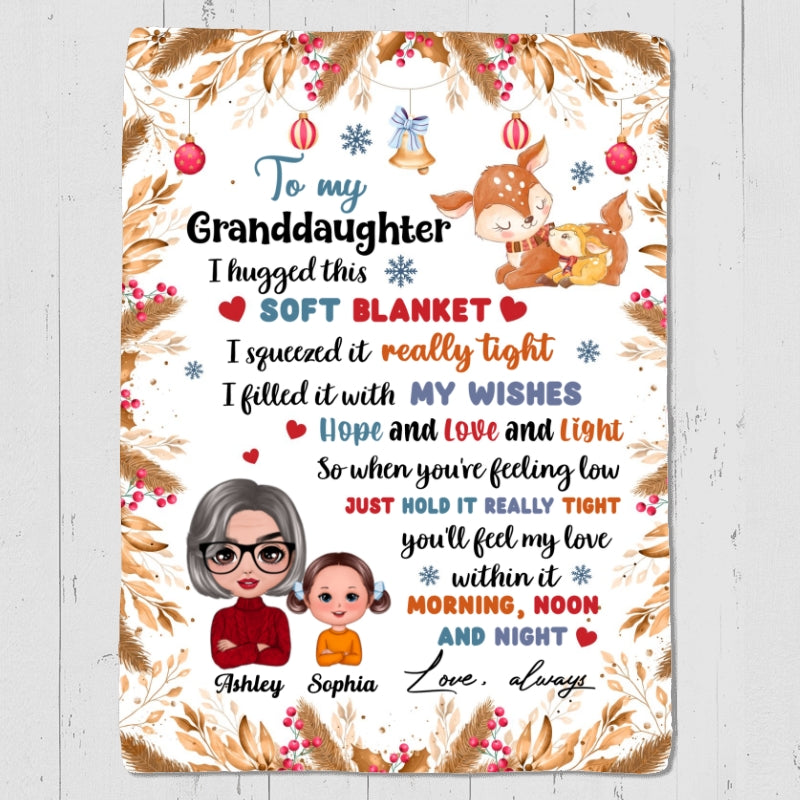 Christmas Gift For Granddaughter Grandson Grandchildren Personalized Fleece Blanket