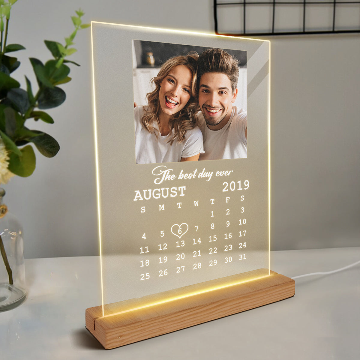 The Best Day Ever Couple Photo Personalized LED Night Light Acrylic LED Lamp