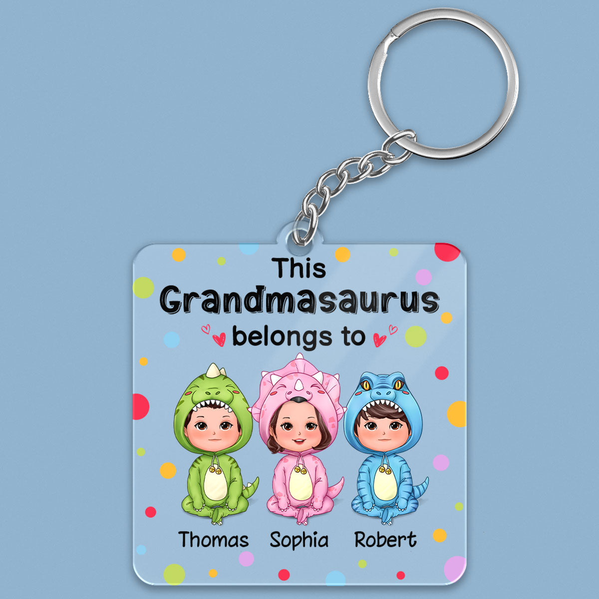 This Grandmasaurus Belongs To Dinosaur Doll Kids Gift For Grandma Mom Personalized Acrylic Keychain