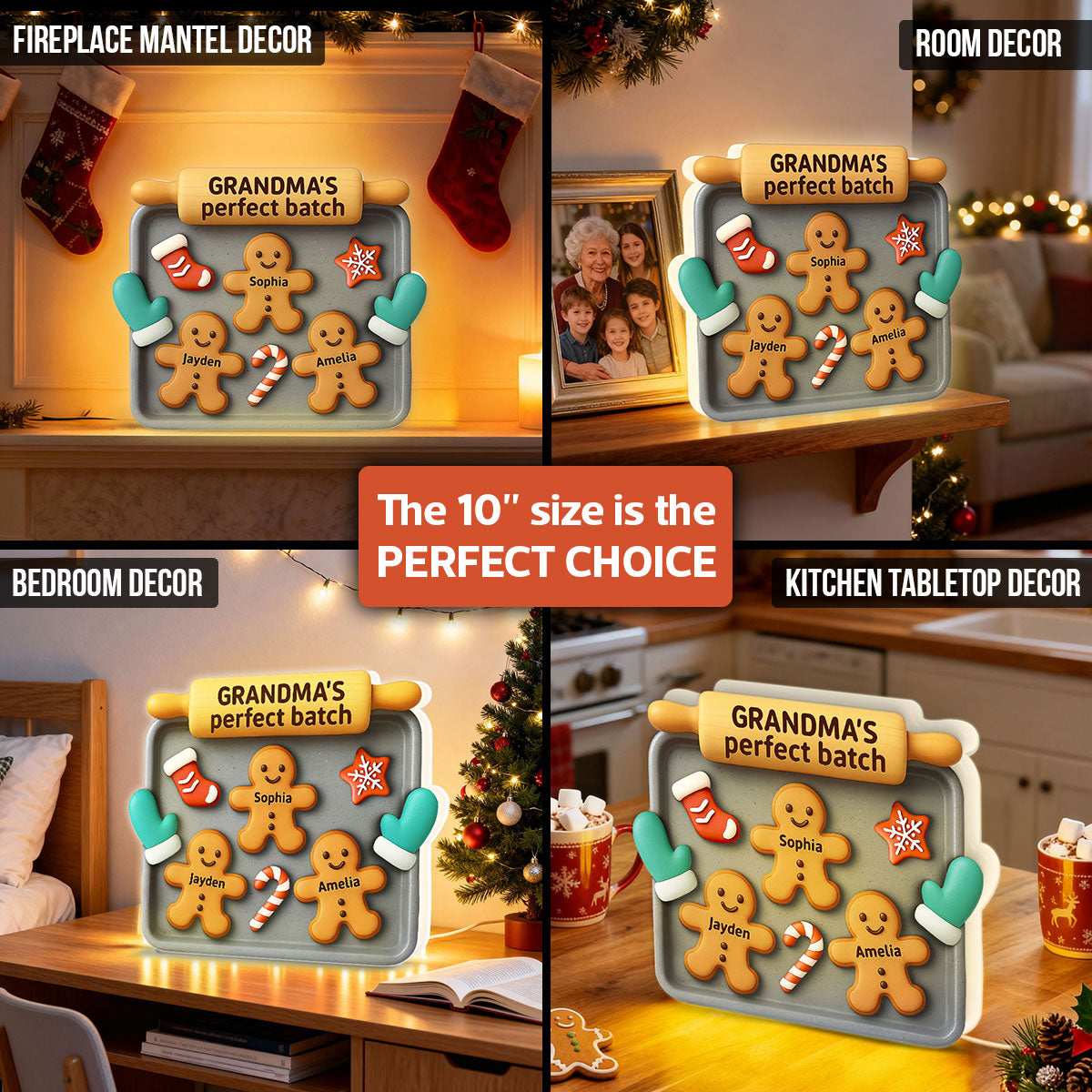 3D Effect Christmas Grandma Perfect Batch Cookies - Personalized Light Box - Gift For Grandma
