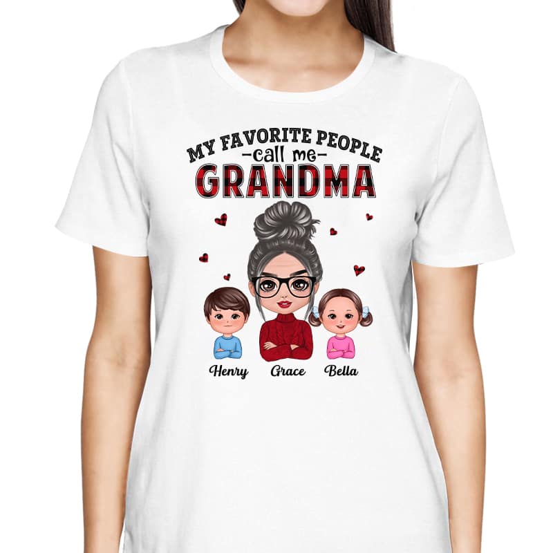 Checkered Pattern Favorite People Call Me Grandma Personalized Shirt
