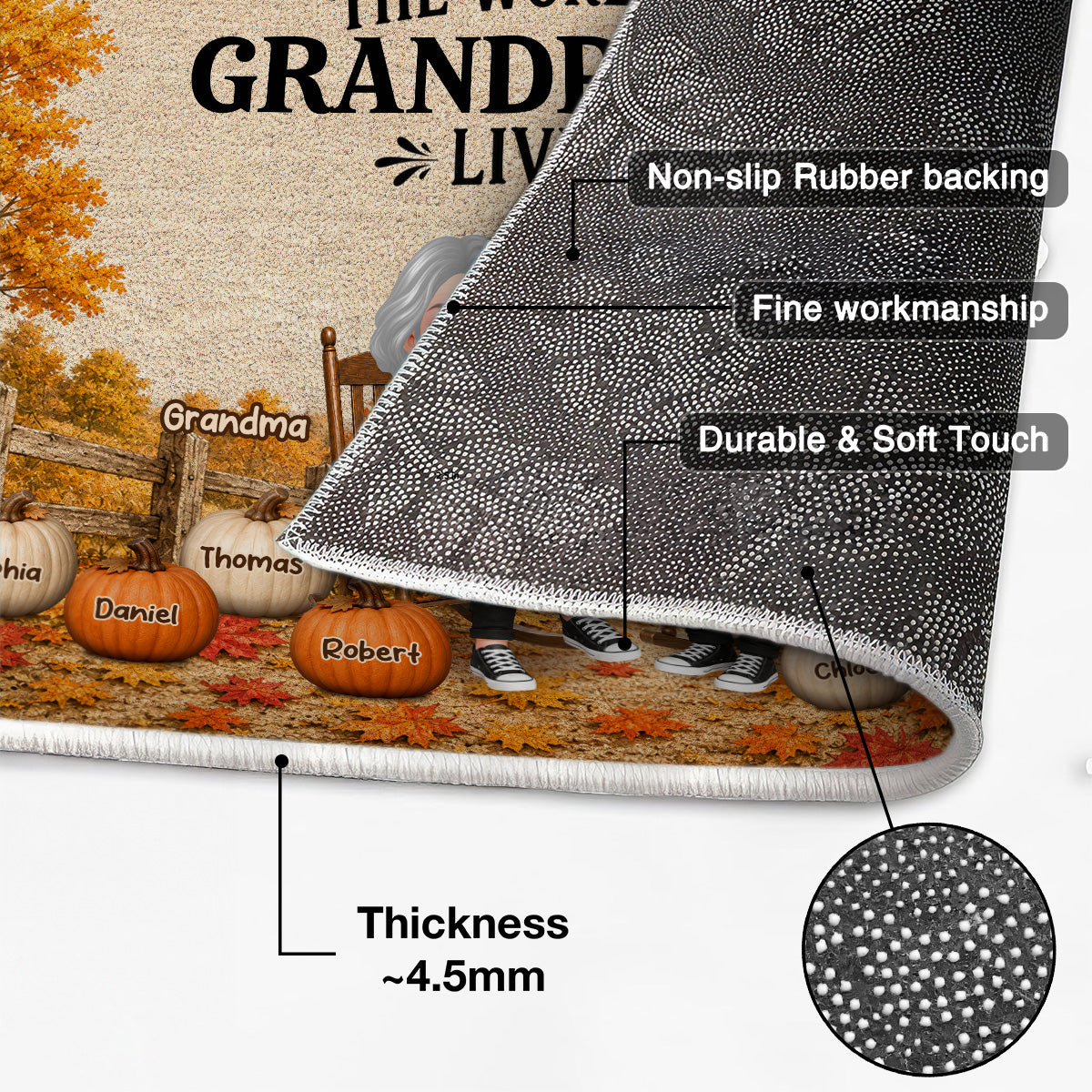 Trending Fall Season Cozy Warm Farmhouse Style - Personalized Doormat - Fall Decor For Grandparents