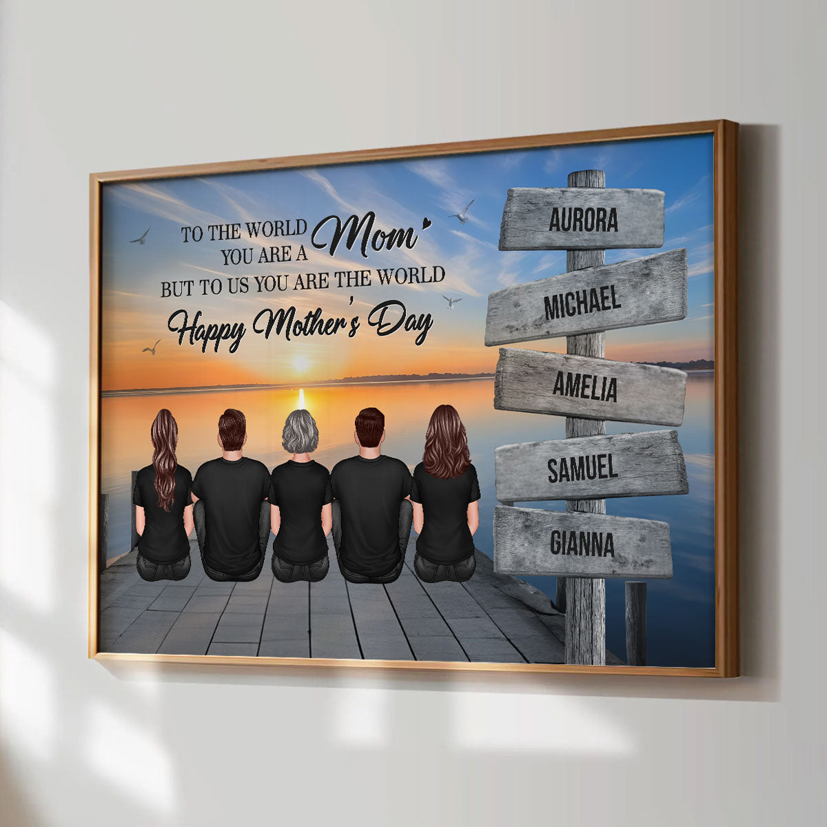 Mom To Us You Are The World Family Sign Posts Personalized Poster, Heartfelt 2025 Gift For Mom