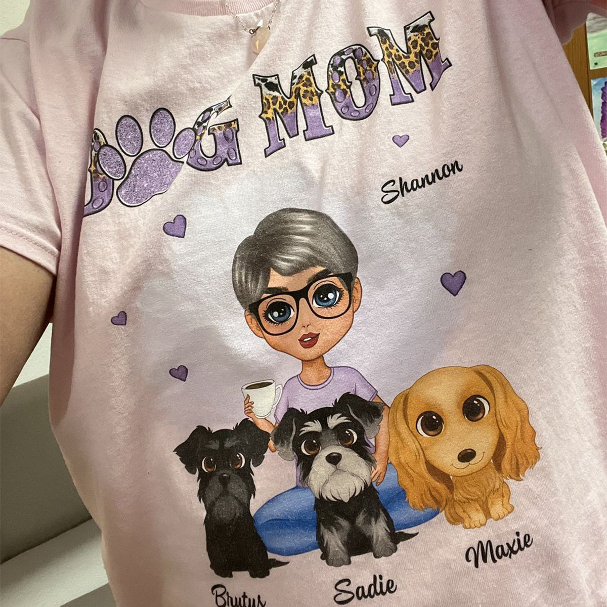 Teal And Leopard Pattern Dog Mom - Personalized Shirt - Gift For Dog Mom, Lovers