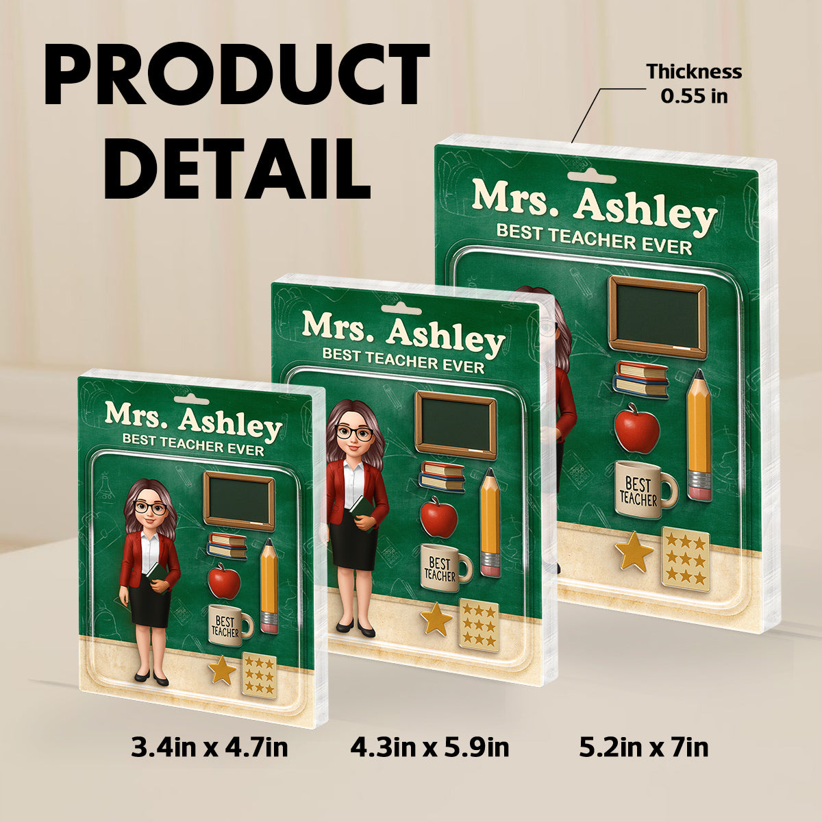 Teacher Action Figure Personalized Acrylic Block, Back To School Gift, Teacher Appreciation Gift