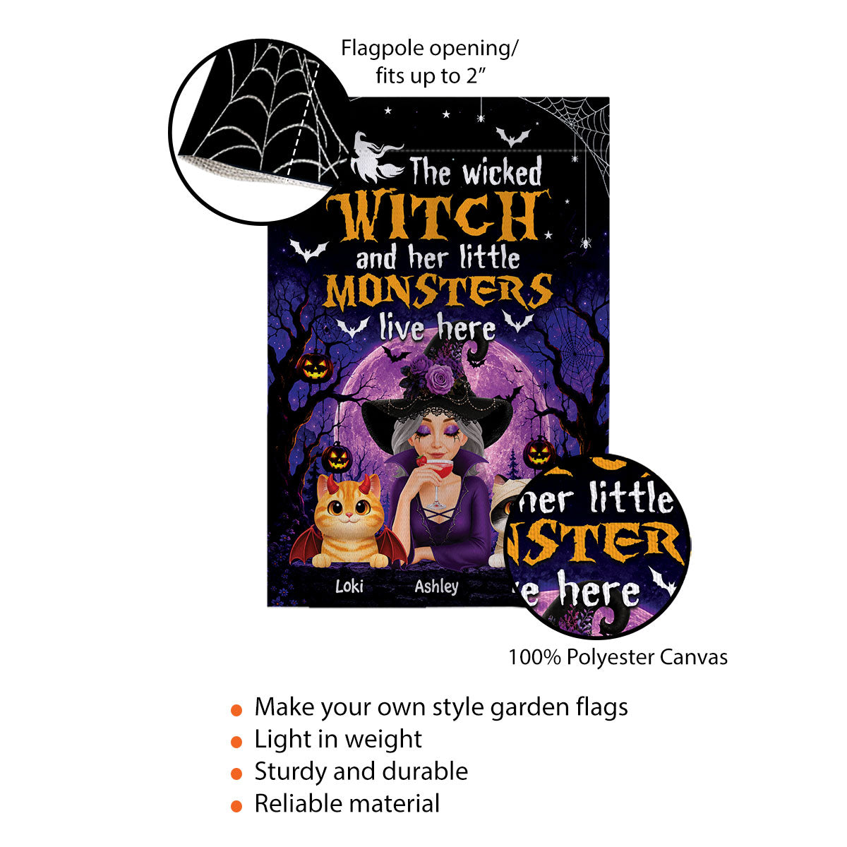 Trending Halloween Theme Cat Mom Witch - Personalized Garden Flag - Halloween Gift For Cat Lovers