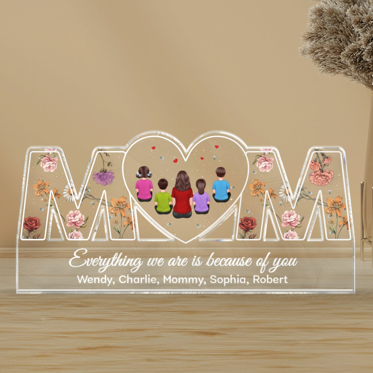 Mom Everything I Am Is Because Of You Personalized Acrylic Block Plaque