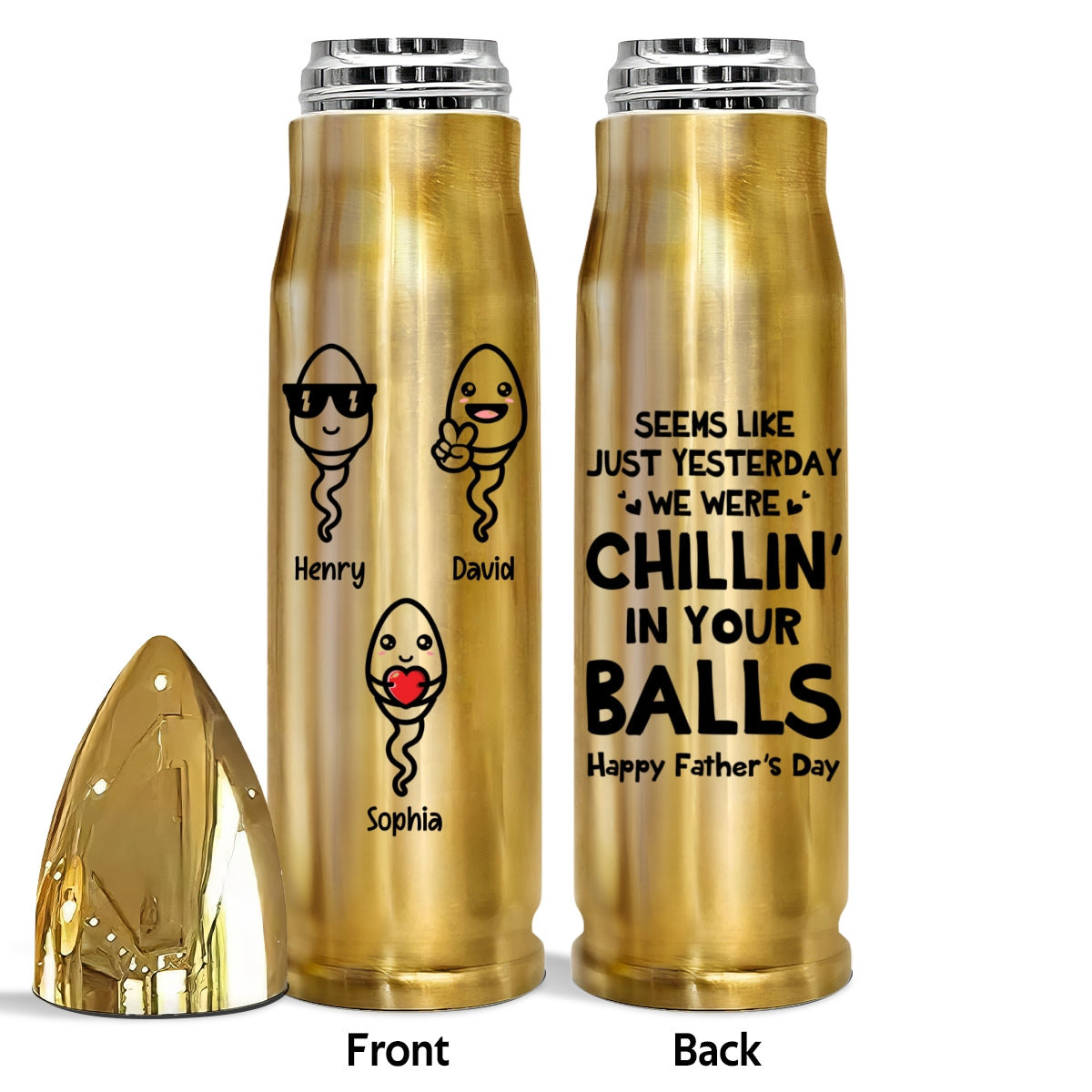 We Were Chillin‘ In Your Balls Funny Gift For Husband Dad Personalized Bullet Tumbler