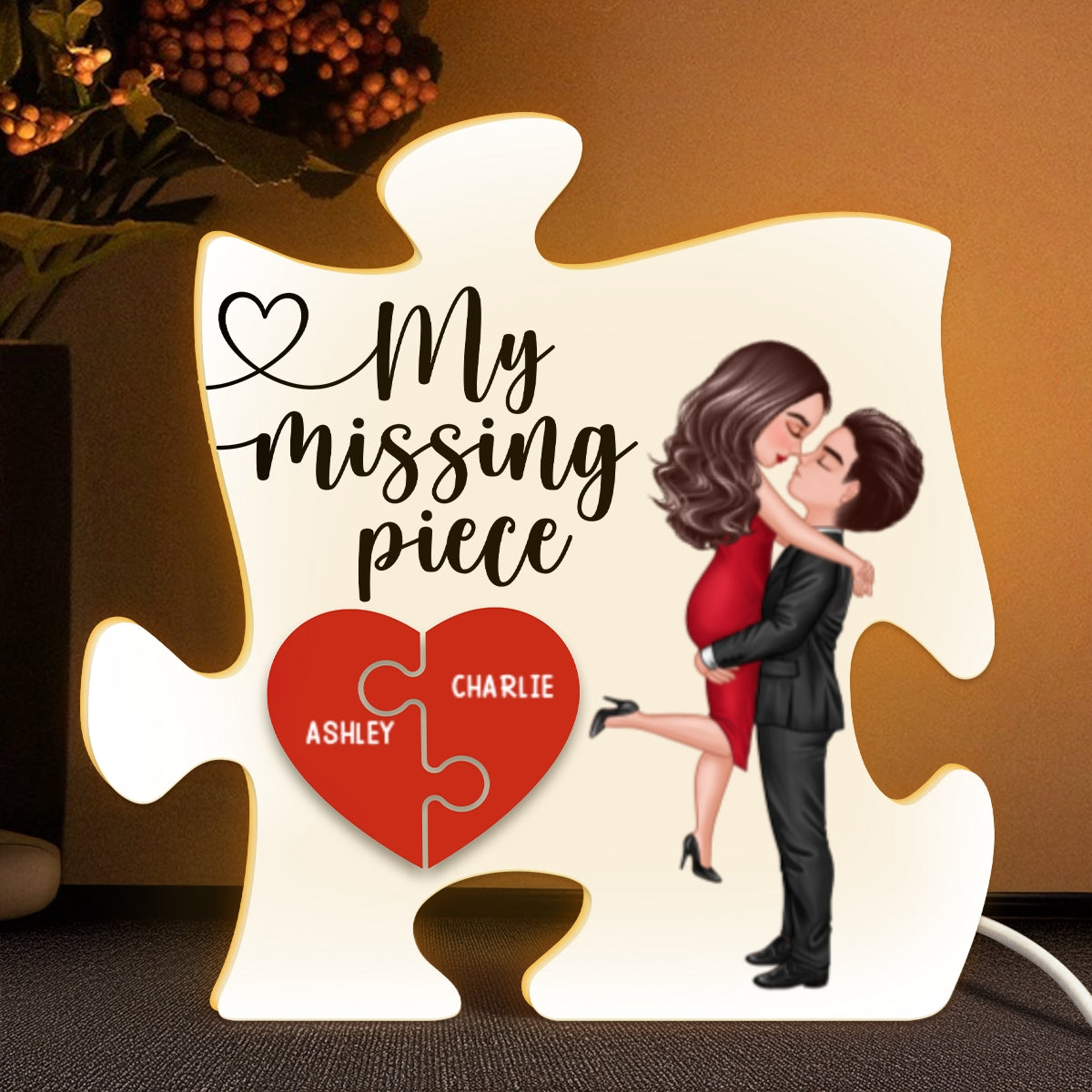 Couple My Missing Piece - Personalized Light Box - Heartwarming Gift For Couple