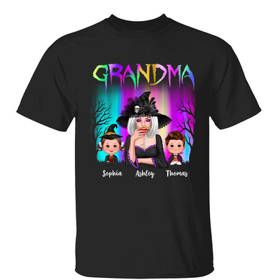 Halloween Grandma Grandkids Aurora Personalized Shirt