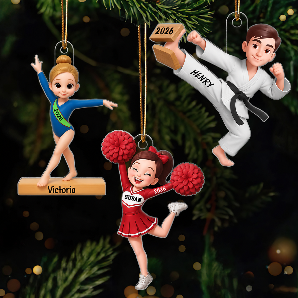 3D Effect Sport Boy Girl - Personalized Acrylic Ornament - Christmas Gift for Daughter or Son