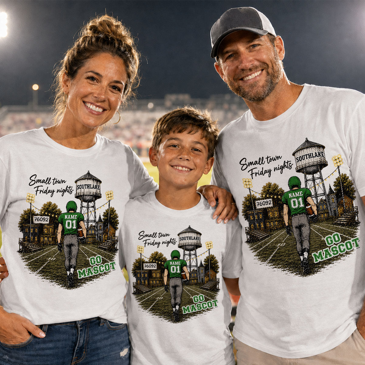 Custom Town Name & Zip Code - Personalized Shirt - Game Day Shirt for Football Mom, Football Mama
