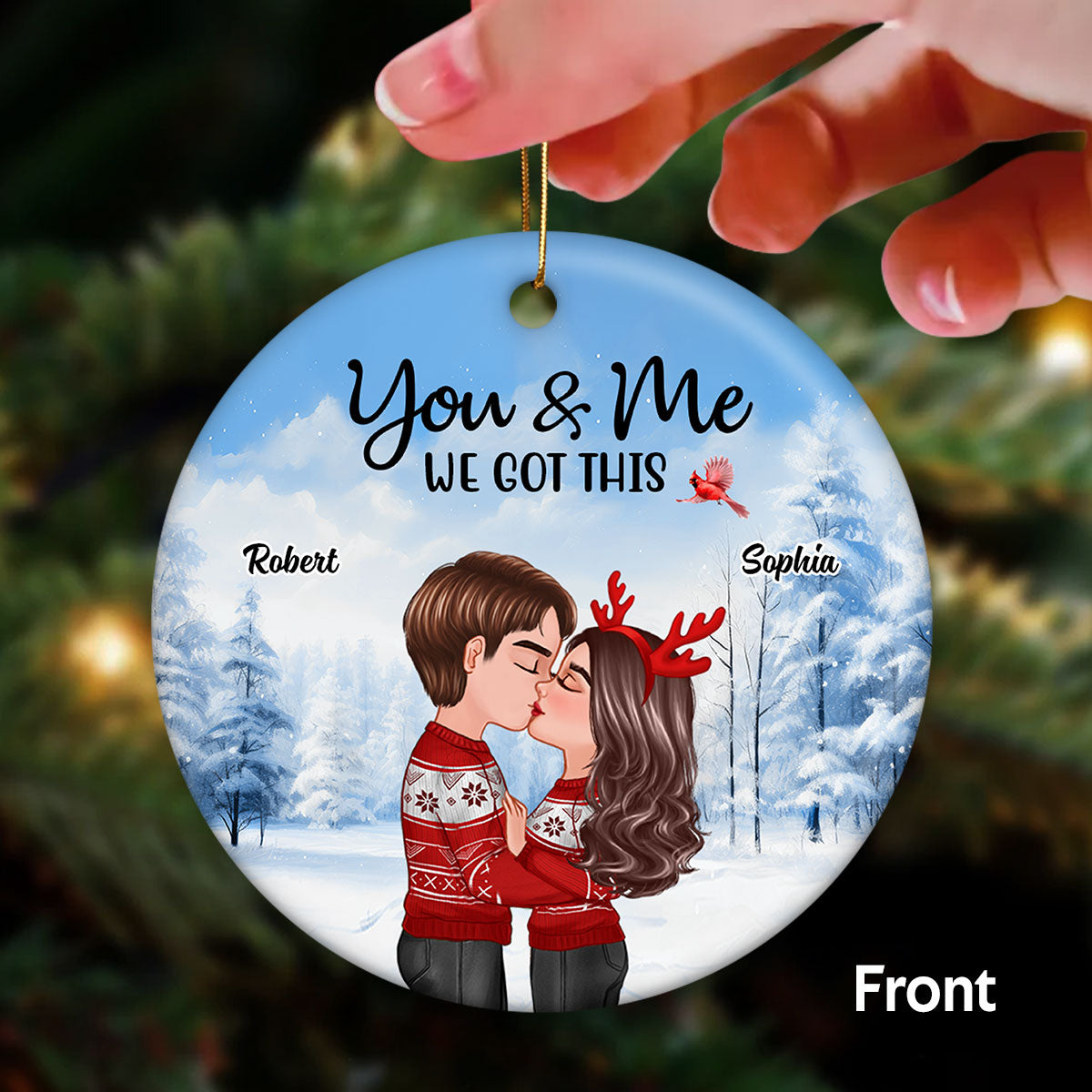 The Day It All Began Couple Kissing Anniversary Date Calendar Personalized Double Sided Circle Ornament