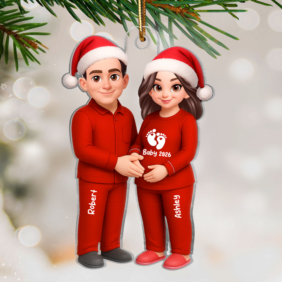 Expecting Parents Christmas Pregnancy Baby Arriving - Personalized Acrylic Ornament