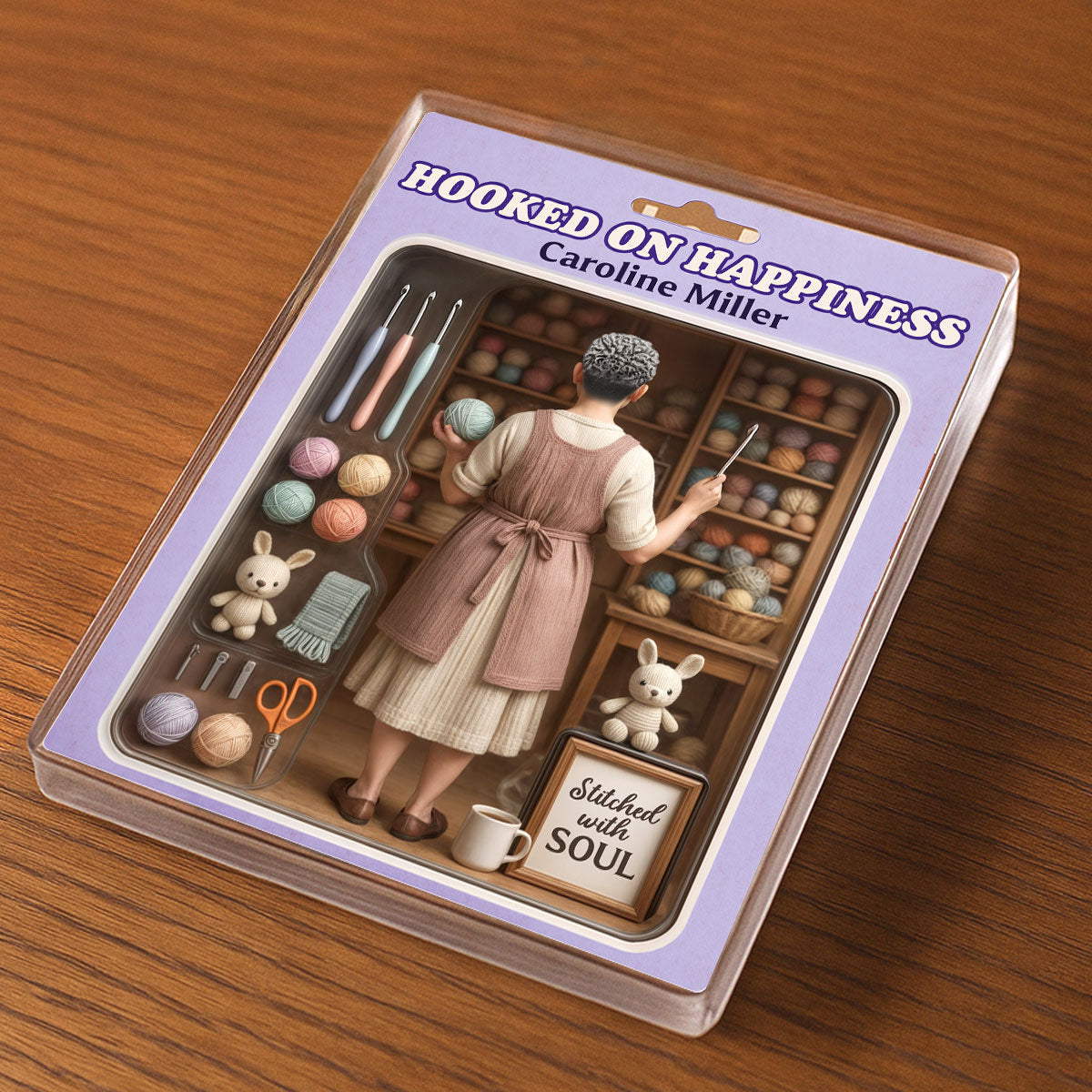 Crocheting Mom Grandma Realistic Figure Style Personalized Acrylic Block Plaque