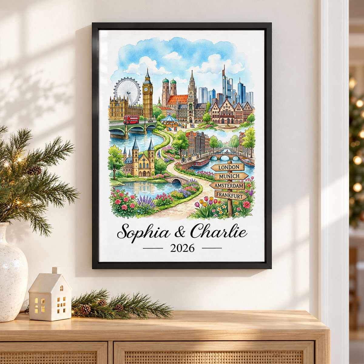 Our Adventures Custom Names & Year - Personalized Poster - Travel Christmas Keepsake Gift For Couples, Husband, Wife, Boyfriend, Girlfriend