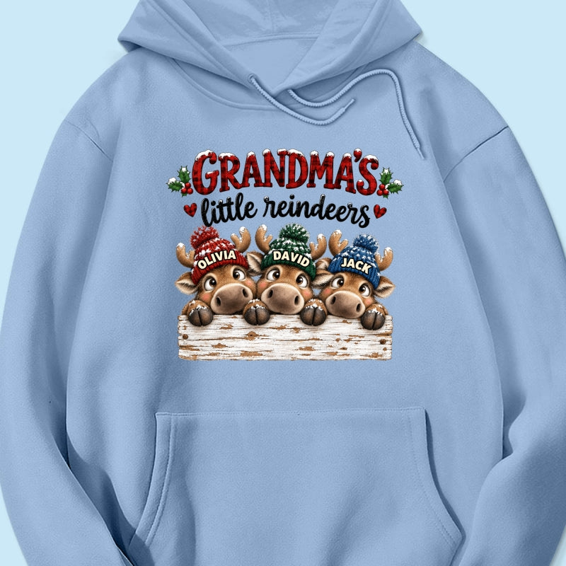 Grandma's Cute Peeking Reindeers - Personalized Shirt - Trendy Christmas Tee for Grandma, Thoughtful Christmas Gift for Mom, Wife