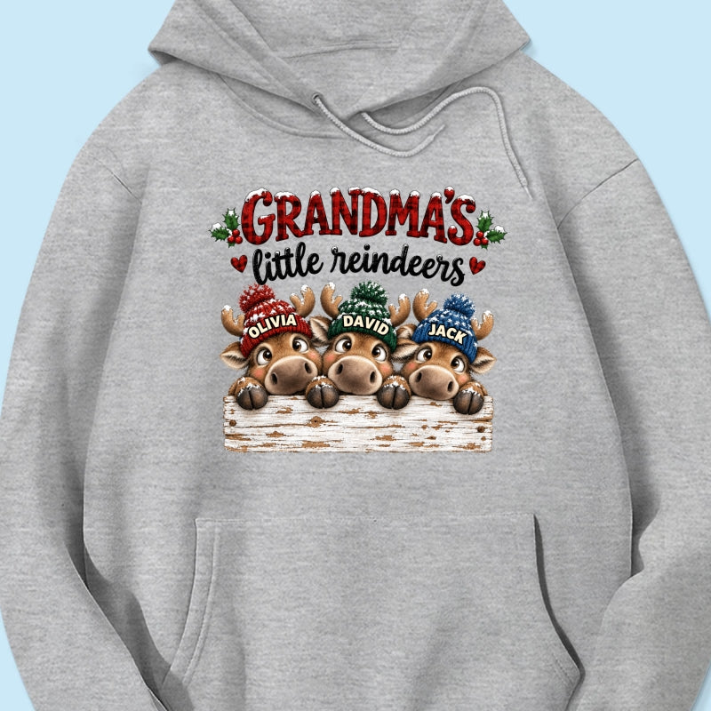 Grandma's Cute Peeking Reindeers - Personalized Shirt - Trendy Christmas Tee for Grandma, Thoughtful Christmas Gift for Mom, Wife