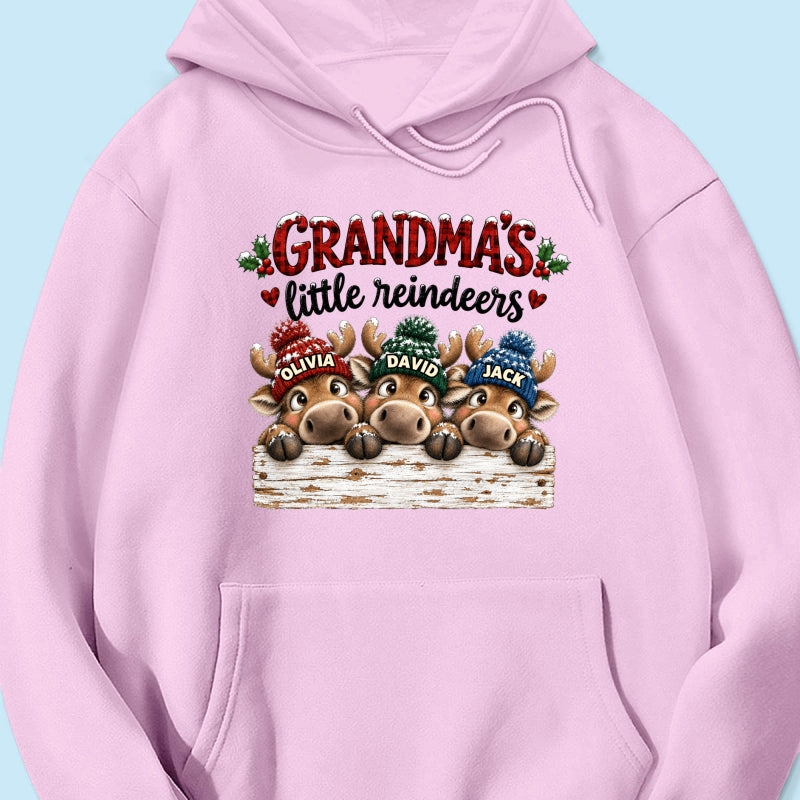 Grandma's Cute Peeking Reindeers - Personalized Shirt - Trendy Christmas Tee for Grandma, Thoughtful Christmas Gift for Mom, Wife