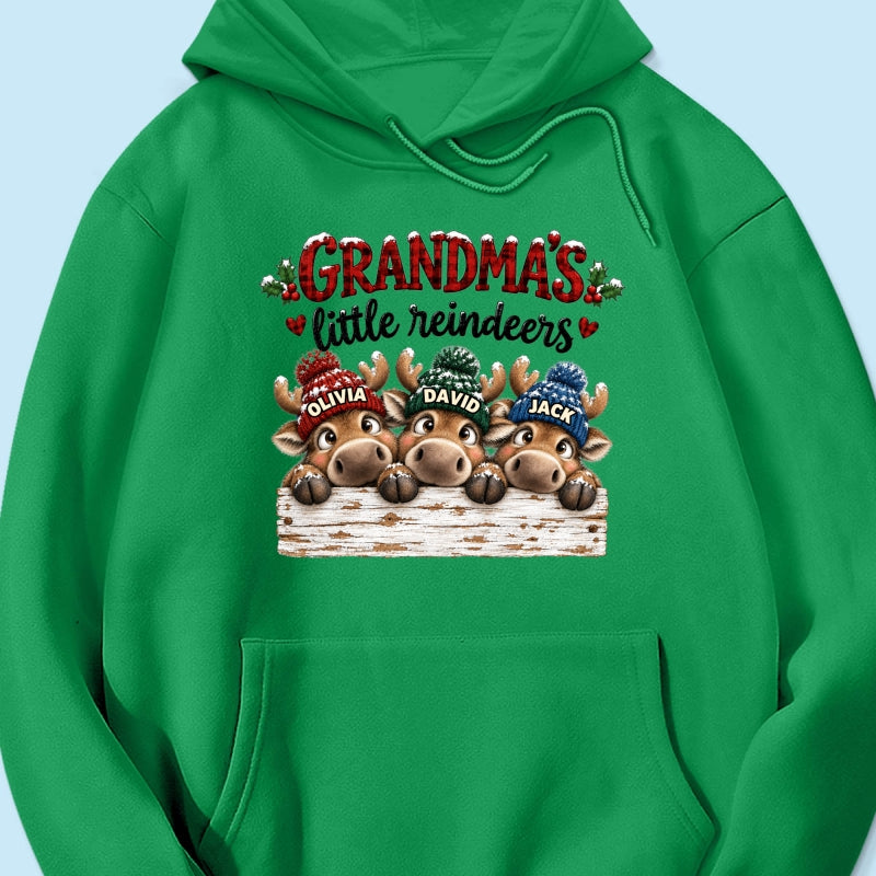 Grandma's Cute Peeking Reindeers - Personalized Shirt - Trendy Christmas Tee for Grandma, Thoughtful Christmas Gift for Mom, Wife