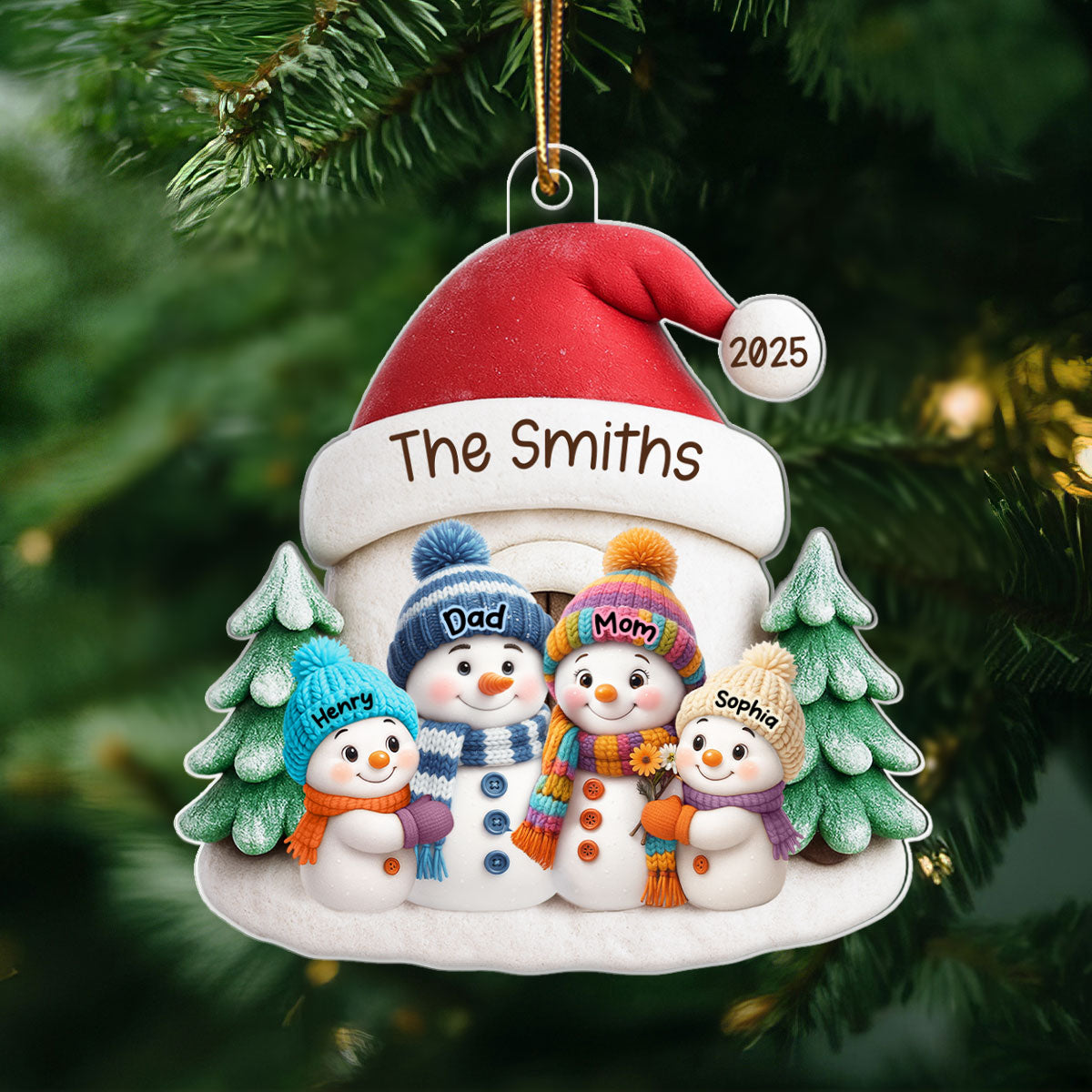 Snow House Family - Personalized Acrylic Ornament - Festive Christmas Decor, Thoughtful Gift for Loved Ones
