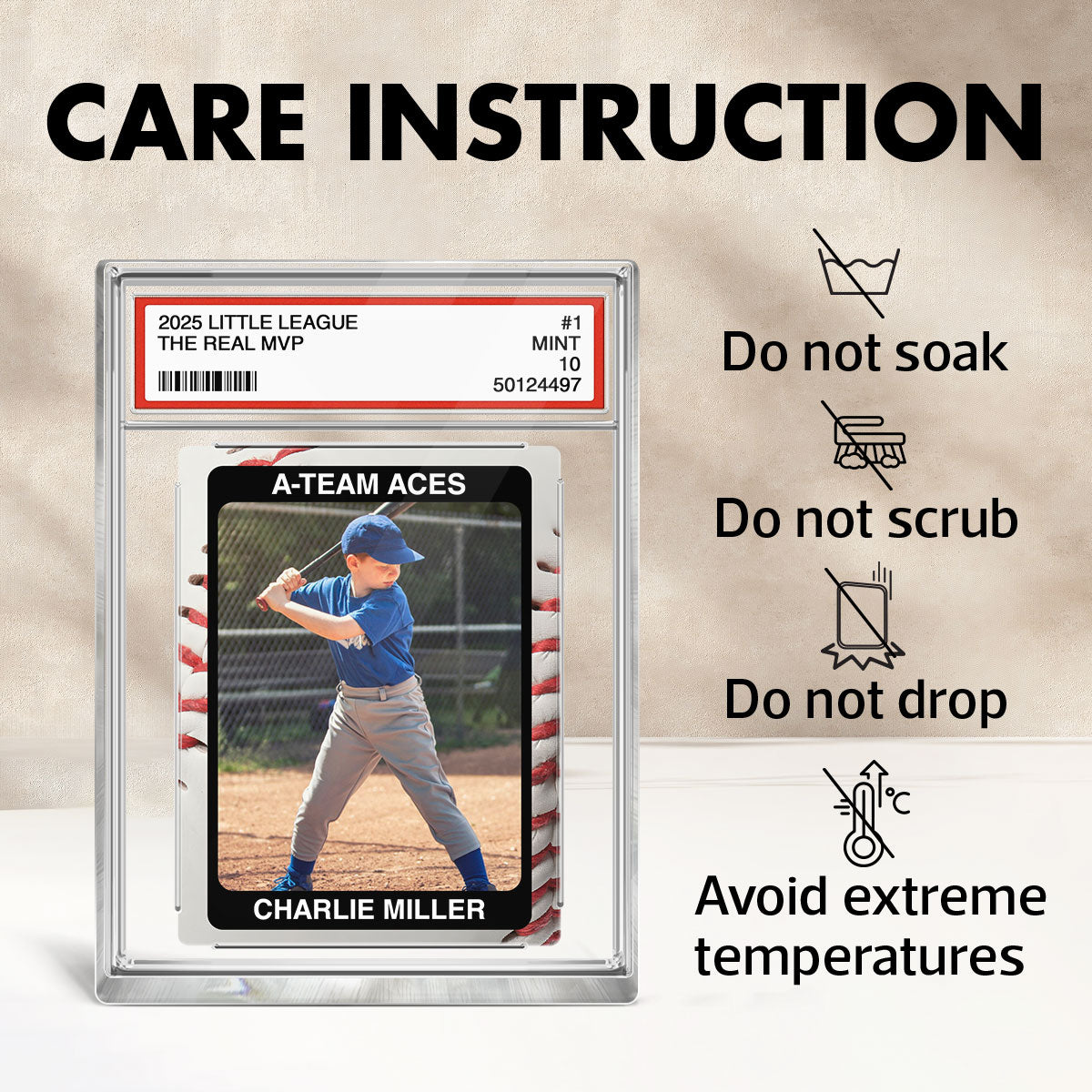 Baseball Player Gift Little League Trading Card Style Personalized Acrylic Block Plaque