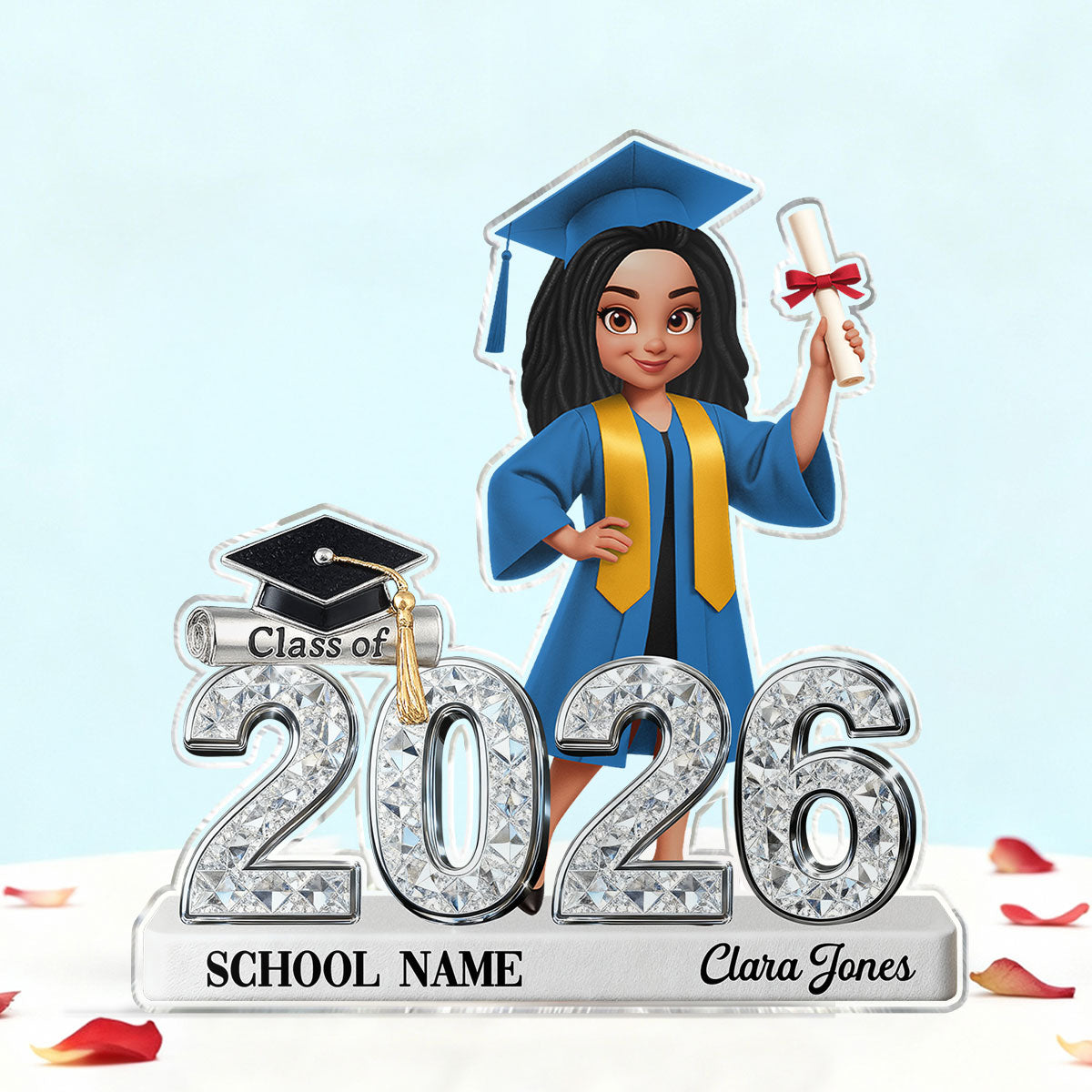 Class Of 2026 2027 Senior Shiny Effect 2D Flat - Personalized Acrylic Block Plaque - Graduation Gift For Graduates, Daughter, Son