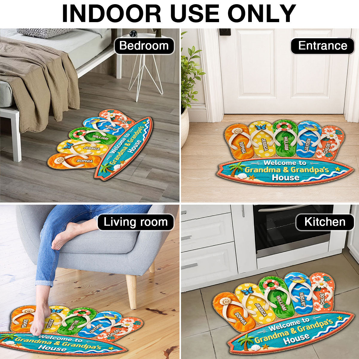 Hello Summer Vibe Welcome To Grandma Grandpa House - Personalized Doormat - Grandparents House Summer Decoration