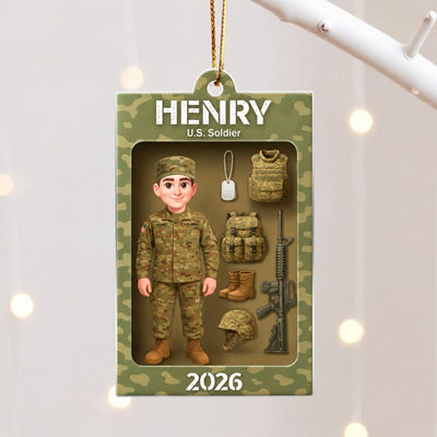 Military Action Figure - Personalized Acrylic Ornament - Special Gift For The Military
