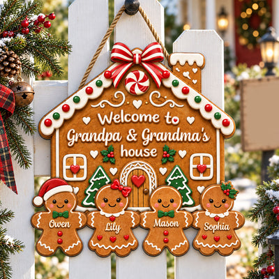 Grandma Grandpa Gingerbread House - Personalized Wood Sign - Christmas - Christmas Decoration For Porch, Window, Door