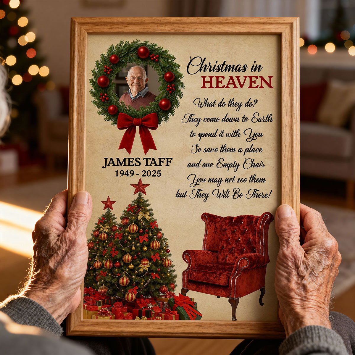 Christmas In Heaven Upload Photo Family Memorial - Personalized Poster
