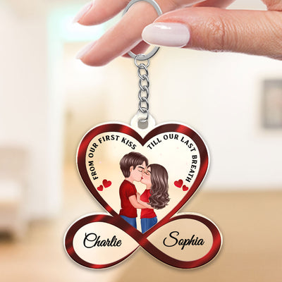 Infinity Heart Couple Kissing Anniversary Gift For Him Gift For Her Personalized Acrylic Keychain