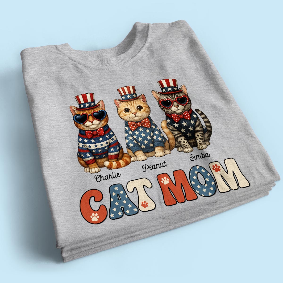 Retro Vintage Cat Mom 4th Of July Personalized Shirt