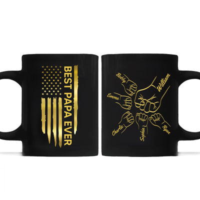 Best Dad Papa Ever Fist Bump Outline Nation Flag Father‘s Day Gift For Husband Father Figures Personalized Black Mug