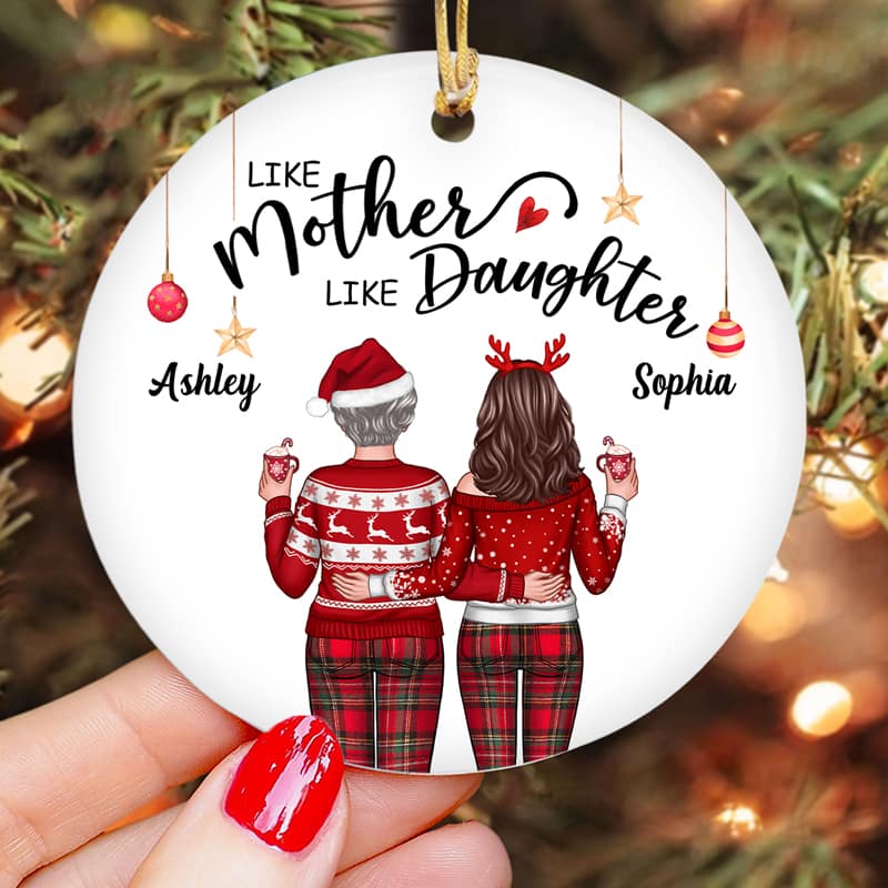 Like Mother Like Daughter Back View Personalized Circle Ornament