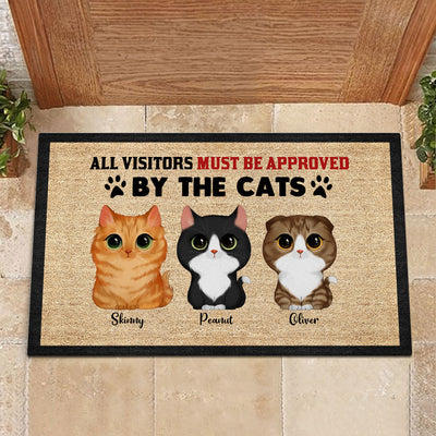 Watercolor Cute Cats All Visitors Must Be Approved Personalized Doormat