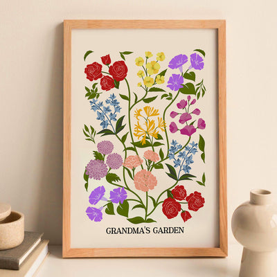 Custom Family Birth Flower Bouquet Artwork Minimalist Personalized Poster, Gift For Mom, Gift For Grandma, Gifts