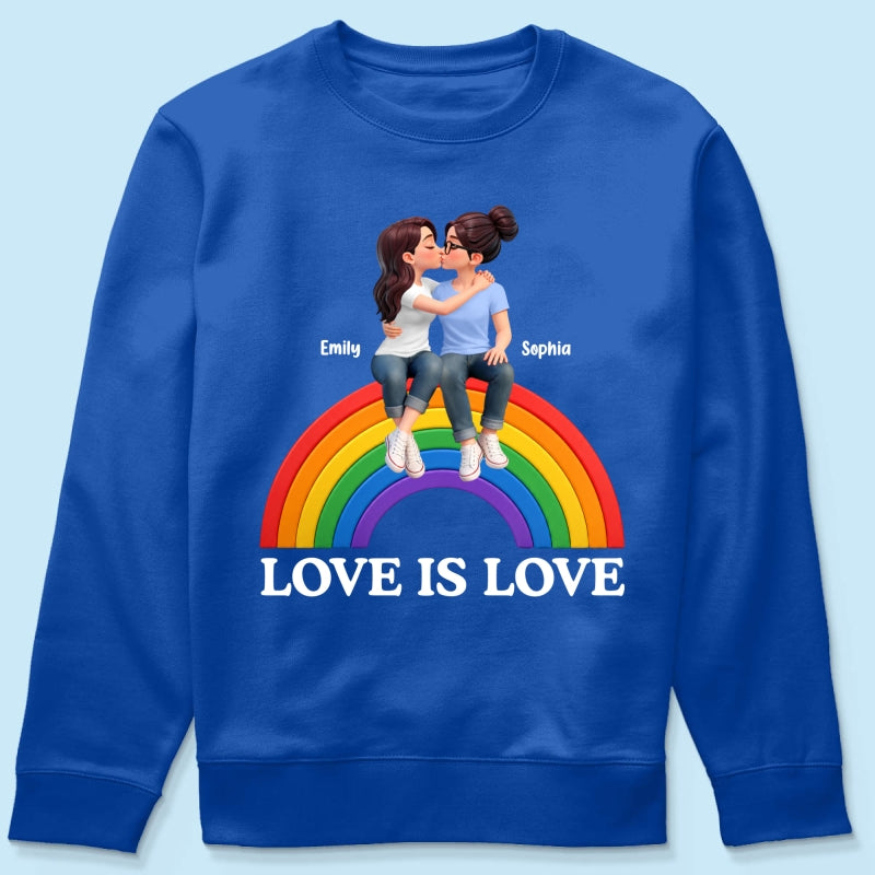 LGBT+ Couple Love Is Love - Personalized Shirt - Matching Shirts For Couple, Happy Pride Month