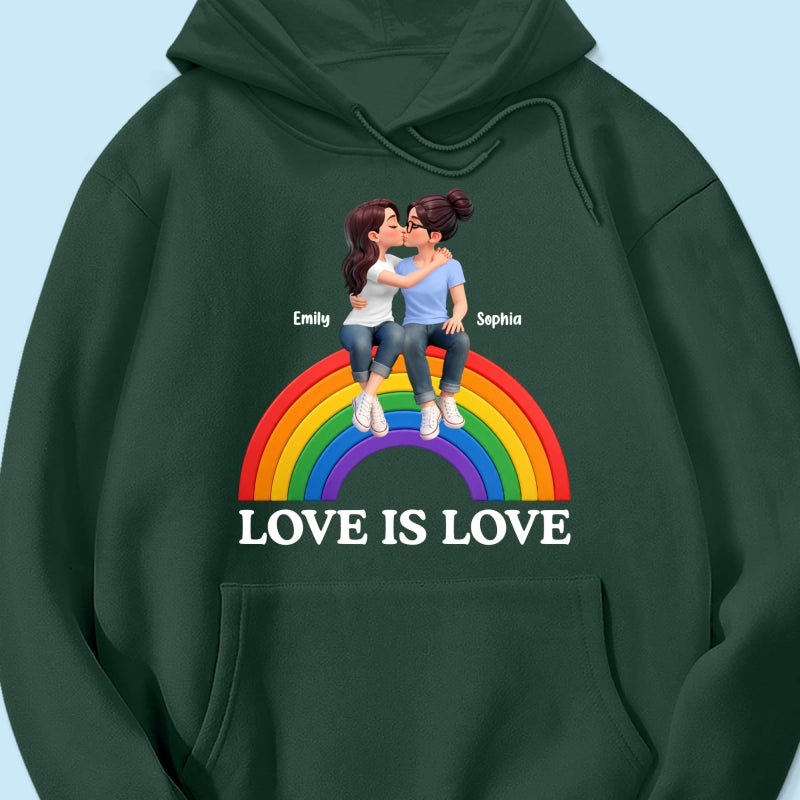 LGBT+ Couple Love Is Love - Personalized Shirt - Matching Shirts For Couple, Happy Pride Month