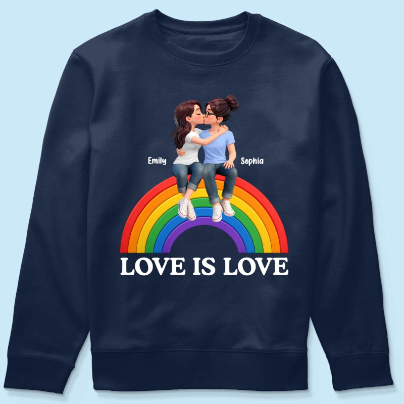 LGBT+ Couple Love Is Love - Personalized Shirt - Matching Shirts For Couple, Happy Pride Month