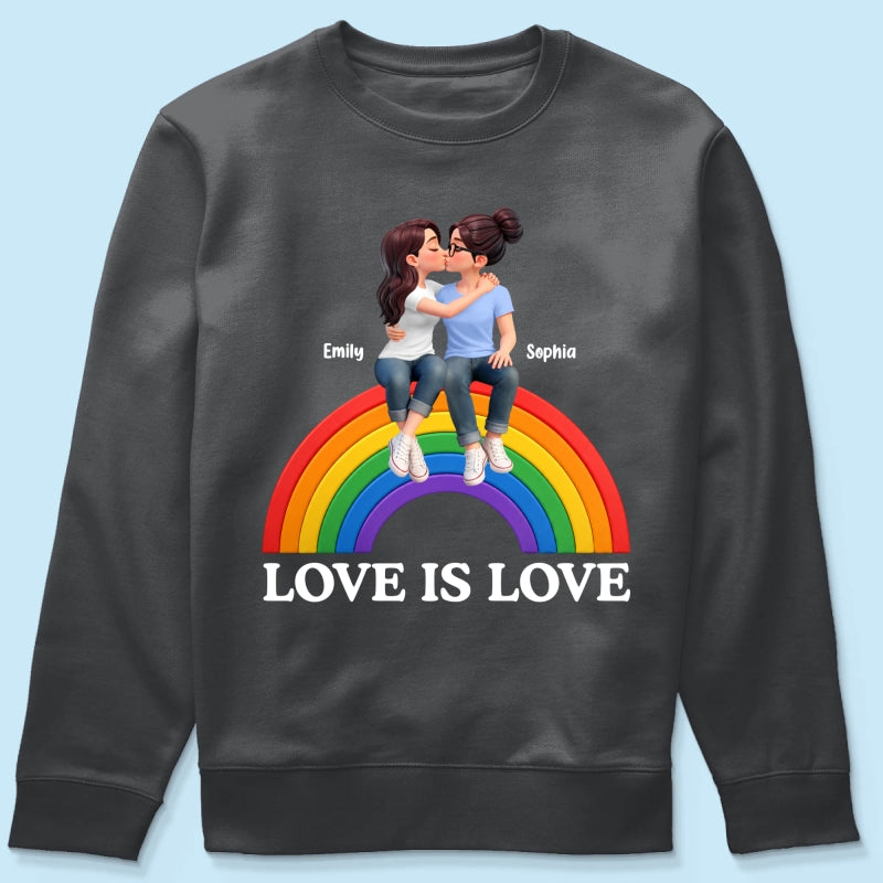 LGBT+ Couple Love Is Love - Personalized Shirt - Matching Shirts For Couple, Happy Pride Month