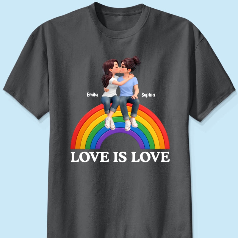 LGBT+ Couple Love Is Love - Personalized Shirt - Matching Shirts For Couple, Happy Pride Month