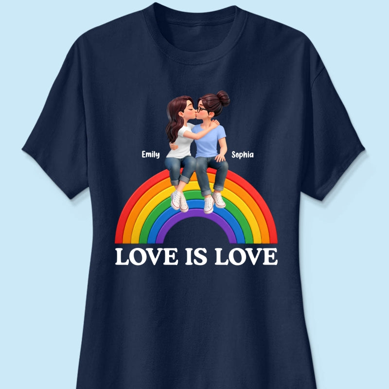 LGBT+ Couple Love Is Love - Personalized Shirt - Matching Shirts For Couple, Happy Pride Month